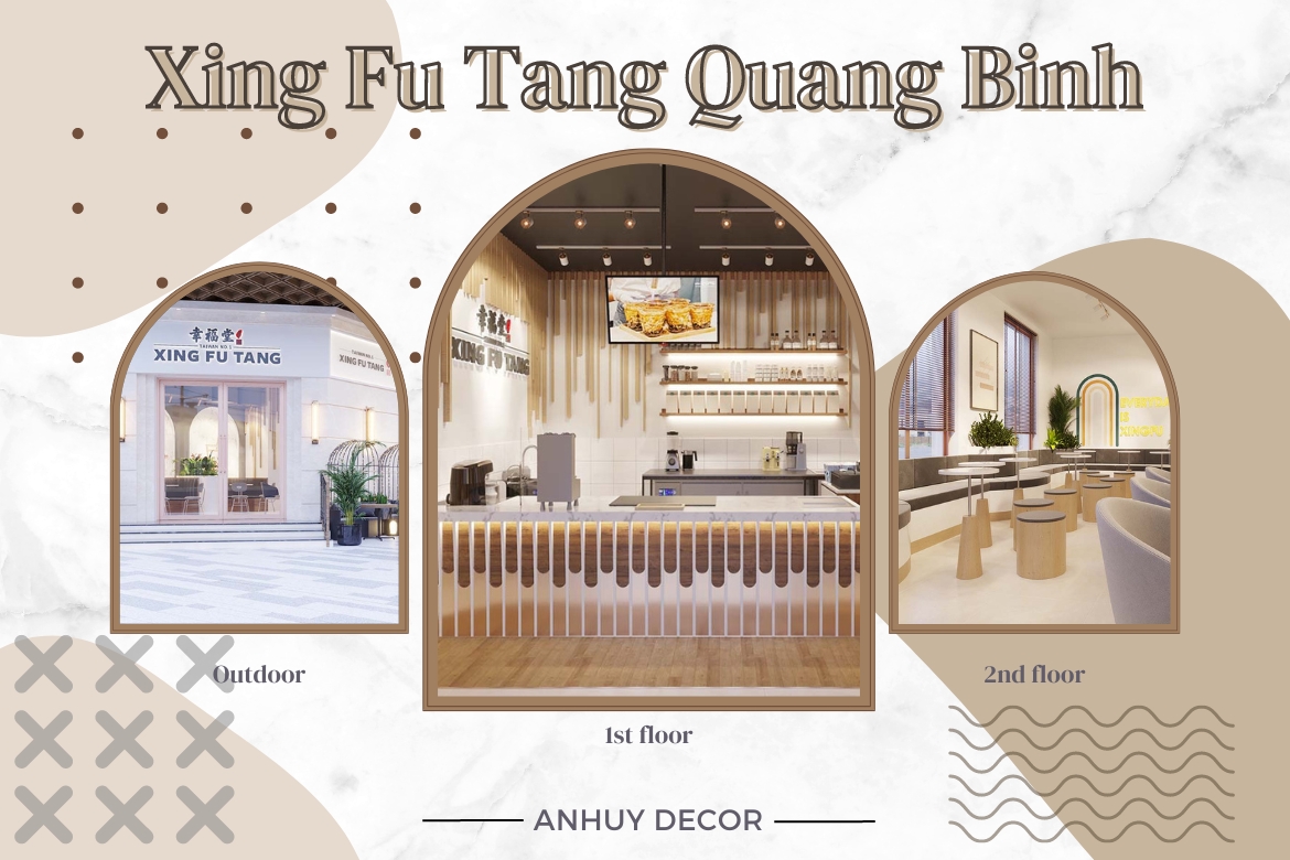 Thiết kế quán trà sữa Xing Fu tang Quảng Bình.