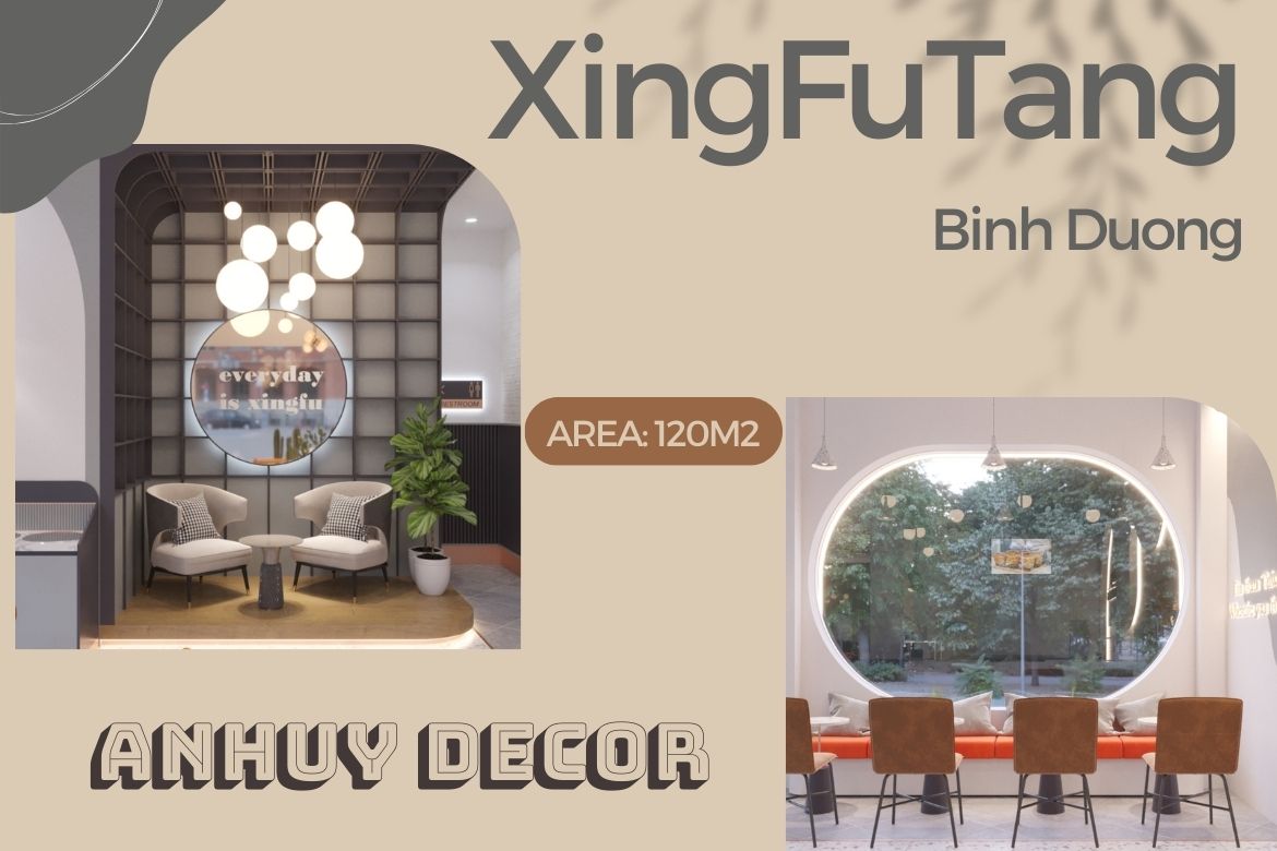 Thiết kế thi công quán trà sữa XingFuTang Bình Dương.